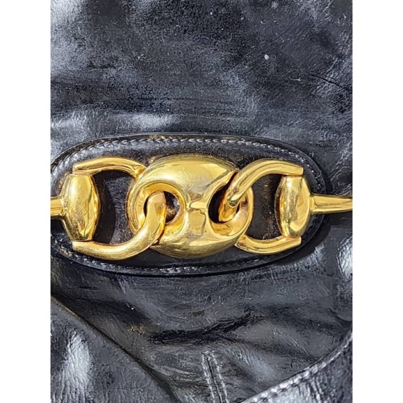 Authentic Gucci Vintage Patent Wave Flap Shoulder Bag Black - Picture 10 of 15